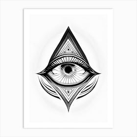 Transcendence, Symbol, Third Eye Simple Black & White Illustration 2 Art Print