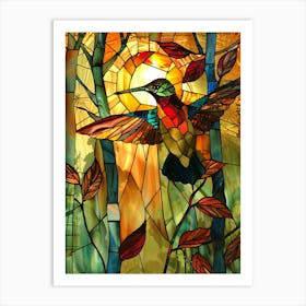 Hummingbird Stained Glass 15 Art Print
