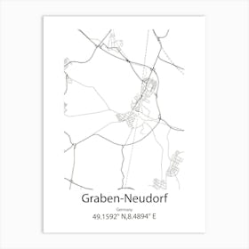 Graben Neudorf,Germany Minimalist Map Art Print