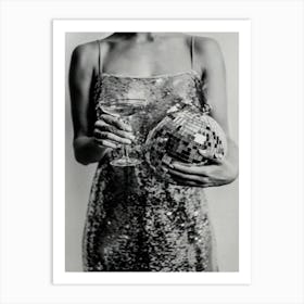 Women With Disco Ball Vintage Art Print