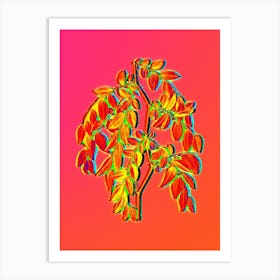 Neon Jujube Botanical in Hot Pink and Electric Blue n.0383 Art Print