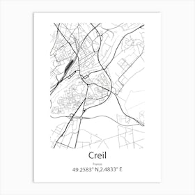 Creil,France Minimalist Map Art Print