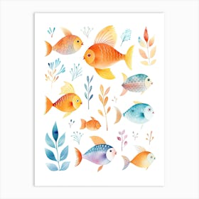 Fish Watercolour In Autumn Colours 0 Art Print
