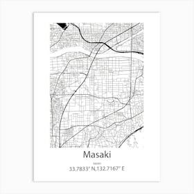 Masaki,Japan Minimalist Map Póster