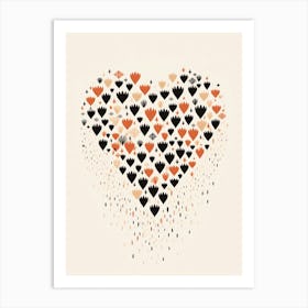 Cute Black & Mocha Heart Pattern Art Print