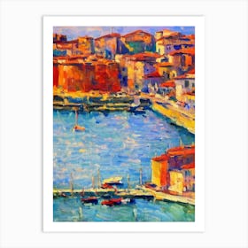 Port Of Ancona Italy Brushwork Painting harbour Art Print