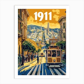 Aihrgdesign A Retro Travel Poster Of San Franciscos First Ele 413aff9c 356f 49c0 8d70 4cee797e662d 0 Art Print