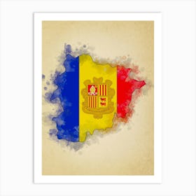 Andorra Flag Vintage Art Print