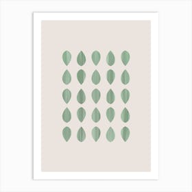 Watercolour Green Leaves in Calming Print Art Print