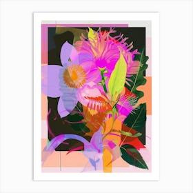 Asters 3 Neon Flower Collage Art Print