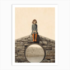 Girl On A Bridge Art Print