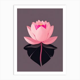 A Pink Lotus In Minimalist Style Vertical Composition 24 Art Print