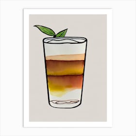 Choco Cola Minimal Line Drawing With Watercolour Cocktail Poster Art Print