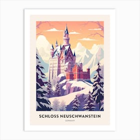 Vintage Winter Travel Poster Schloss Neuschwanstein Germany 7 Art Print