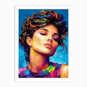 Girl With Colorful Hair 2 Art Print