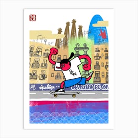 Skater Tengu Boy Art Print