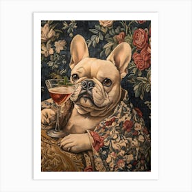 Tapestry Frenchie Drinking 9 Art Print