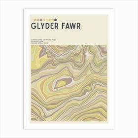 Glyder Fawr Wales Topographic Contour Map Art Print
