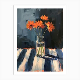 Orange Daisies In A Vase Art Print