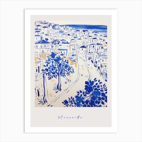 Marseille France 2 Mediterranean Blue Drawing Poster Art Print