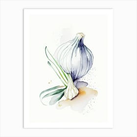 Garlic Herb Minimalist Watercolour 2 Art Print