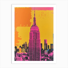 Empire State Building New York Colourful Silkscreen Illustration 1 Art Print