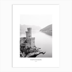 Poster Of Portovenere, Italy, Black And White Photo 3 Art Print