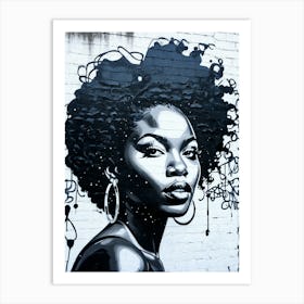 Graffiti Mural Of Beautiful Black Woman 42 Art Print