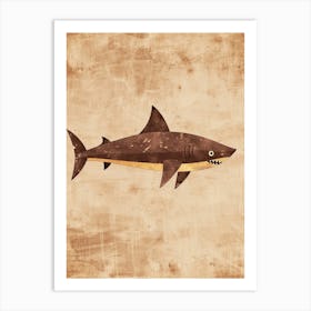 Cute Beige Tones Shark 2 Art Print