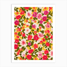 Eustoma Floral Print Retro Pattern2 Flower Art Print