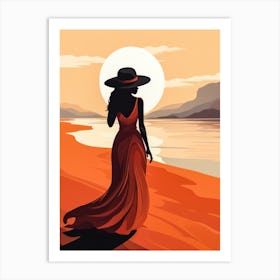 Illustration of an African American woman at the beach 110 Art Print