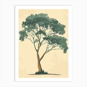 Mahogany Tree Minimal Japandi Illustration 3 Art Print