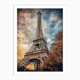 Eiffel Tower Paris France Oil Painting Style 10 Art Print