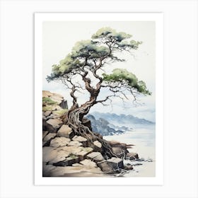 Hachijo Jima In Tokyo, Japanese Brush Painting, Ukiyo E, Minimal 2 Art Print