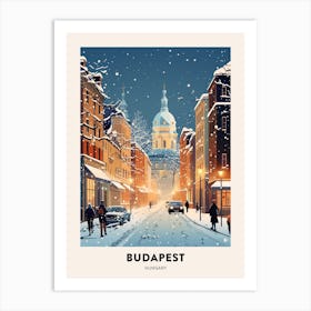 Winter Night  Travel Poster Budapest Hungary 4 Art Print