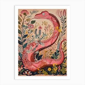 Floral Animal Painting Cobra 5 Art Print