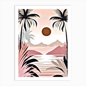 Sunset With Palm Trees 2 Art Print