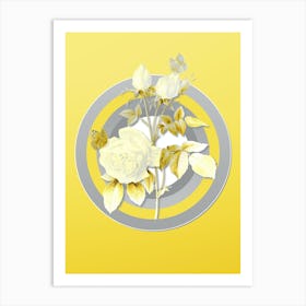 Botanical White Bengal Rose in Gray and Yellow Gradient n.376 Art Print