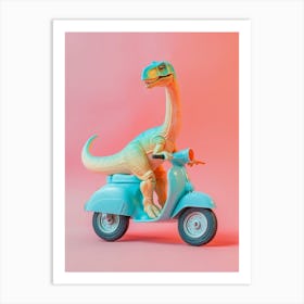 Pastel Toy Dinosaur On A Moped 3 Art Print