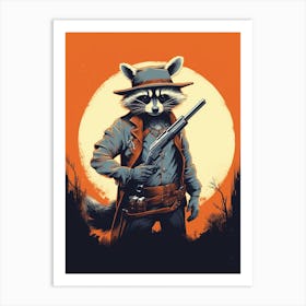 Raccoon Bandits Illustration 1 Art Print