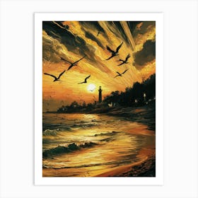 Sunset At The Beach 7 Art Print