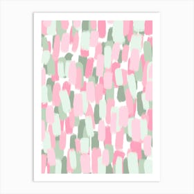 Pink And Green Abstract Paint Brush Strokes Art Print