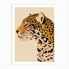 Jungle Safari Jaguar on Cream Art Print