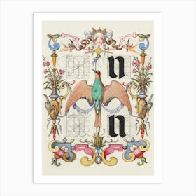 Guide For Constructing The Letters U And V From Mira Calligraphiae Monumenta, Joris Hoefnagel Art Print