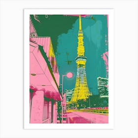 Tokyo Tower Duotone Silkscreen 2 Art Print