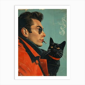 Man With A Cat 3 Art Print