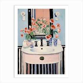 Bathroom Vanity Painting With A Anemone Bouquet 4 Art Print