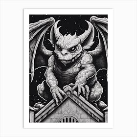 Gothic Gargoyle B&W 1 Art Print