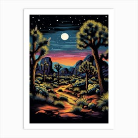 Joshua Tree At Night In South Western Style (1) Art Print