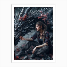 Girl With A Dragon 6 Art Print